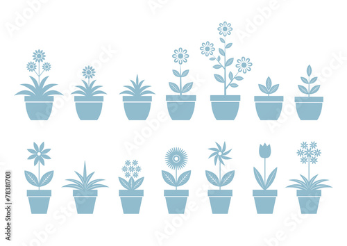 Flower icons on white background