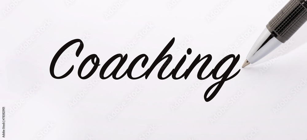 Pen write coaching word on paper Pen write coaching word on paper