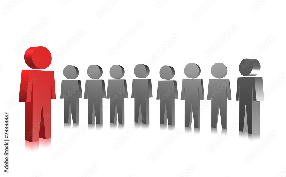 3D people in group. Leader and the team