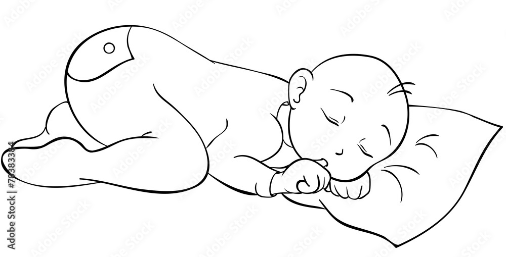 Schlummerndes Baby Ausmalvorlage - Stock - GamesAgeddon
