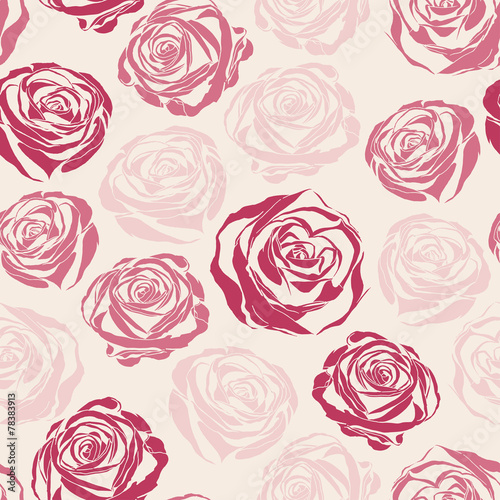 Vector pink  seamless floral pattern with roses