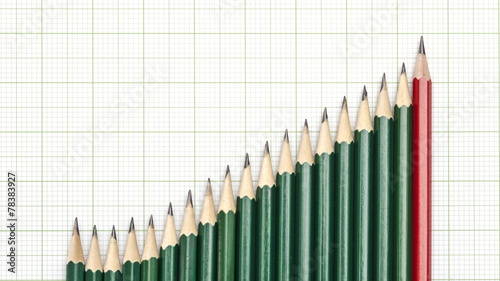 Pencils arrangement in pattern of graph on graph sheet.