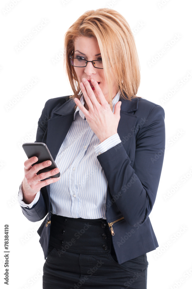 Beautiful business woman checking her smartphone Beautiful business woman checking her smartphone