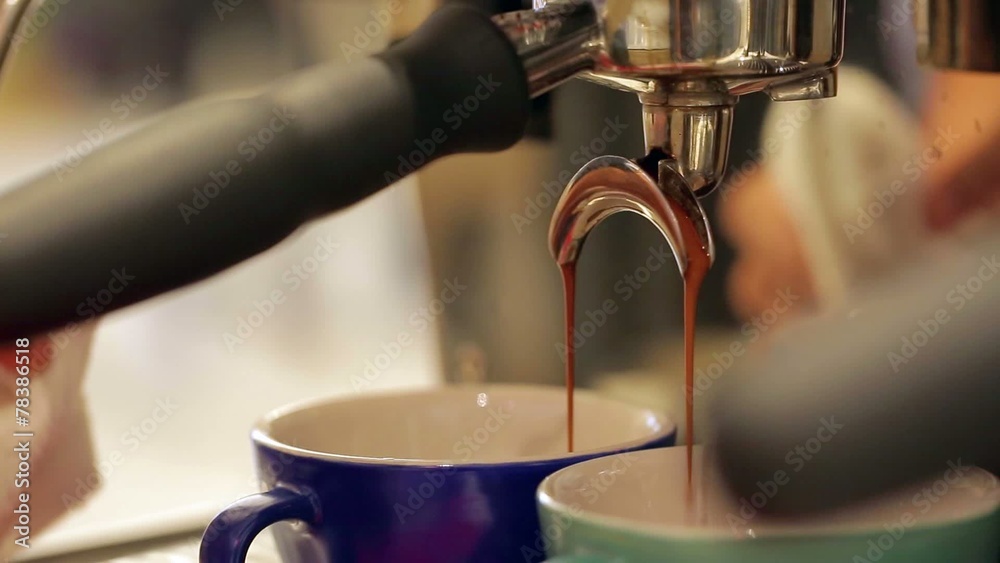 espresso pouring from machine espresso pouring from machine