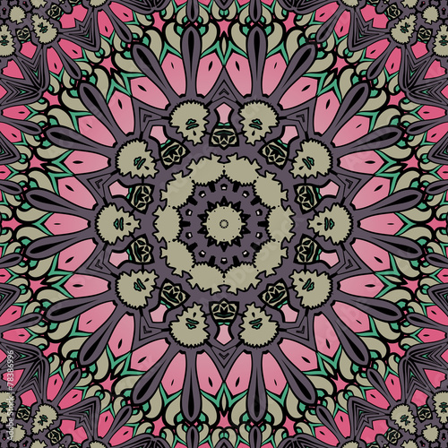 Ornamental round lace pattern, circle many details