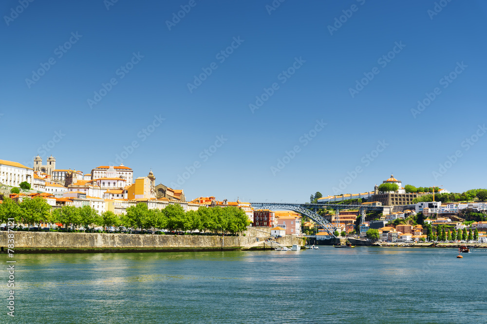 The Douro River and the view of the historic centre of Porto, Po
