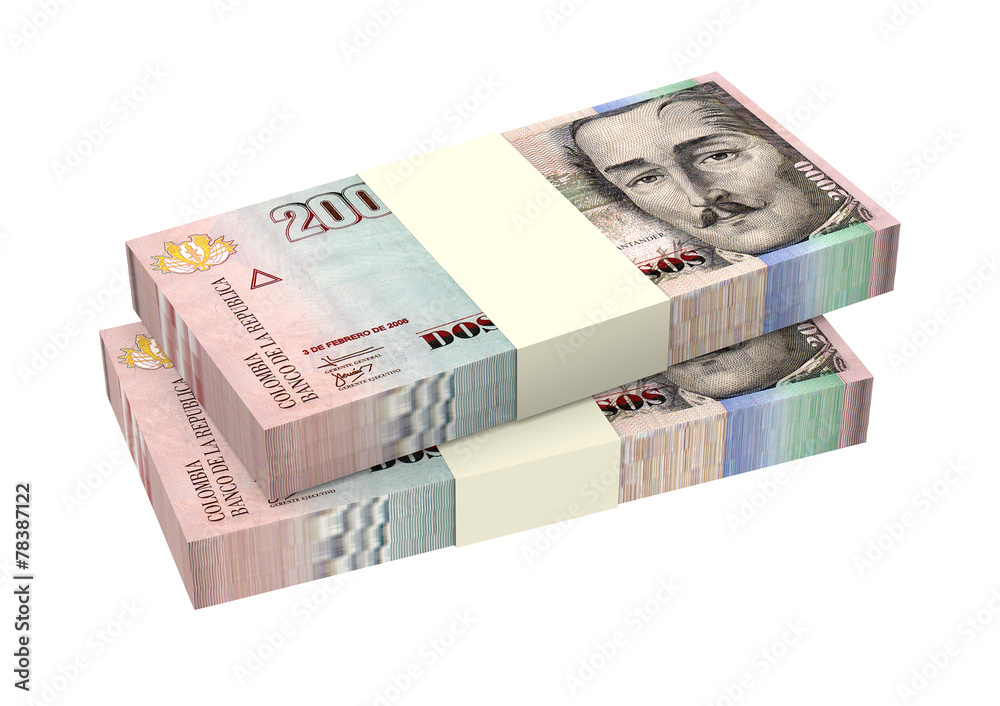 Colombian pesos isolated on white background. Colombian pesos isolated on white background.