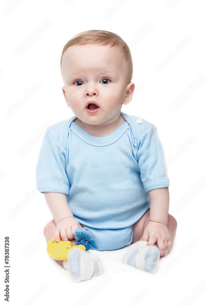 The surprised child on the white, isolated The surprised child on the white, isolated