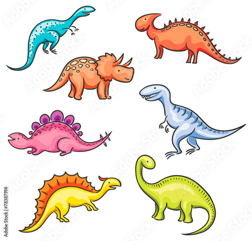Cartoon colorful dinosaurs
