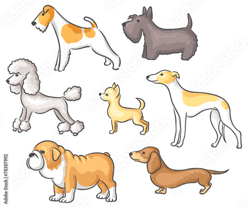 Set of cartoon dogs