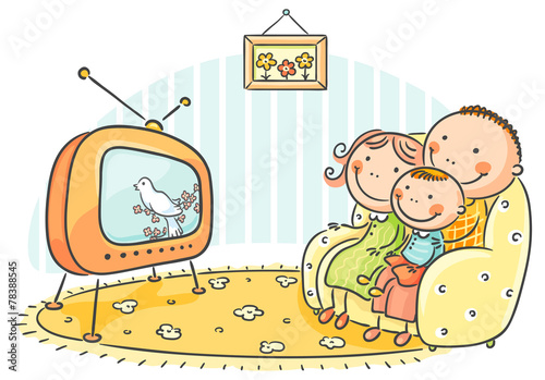 Family watching TV together