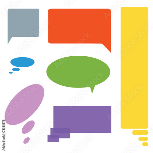 Comic cloud speech bubbles colored set of seven