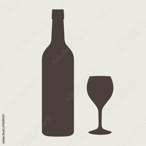 wine bottle sign set. Bottle icon.