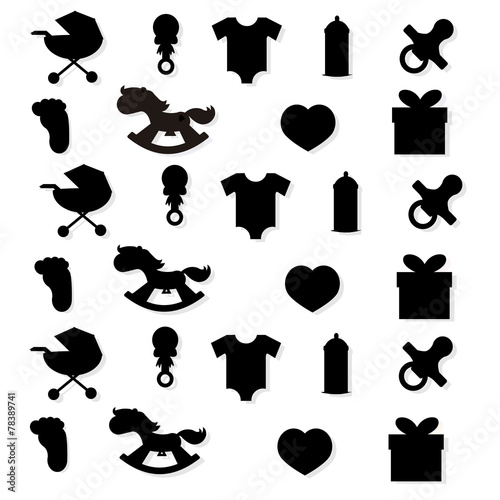 Icons Set for babes in silhouettes