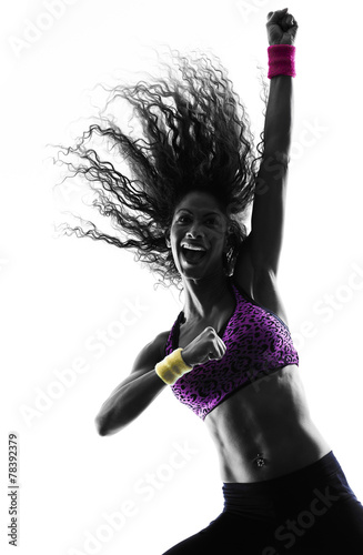 woman zumba dancer dancing exercises silhouette #78392379
