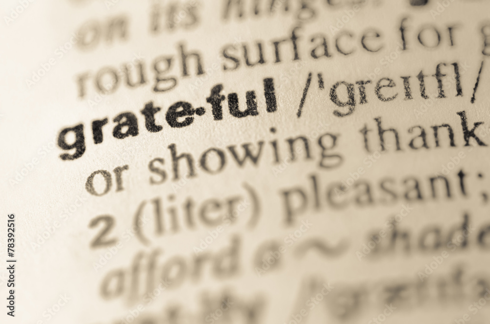 Dictionary definition of word grateful - obrazy, fototapety, plakaty 