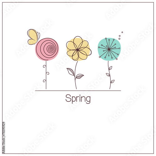 Cute and funny stylized flowers for spring design