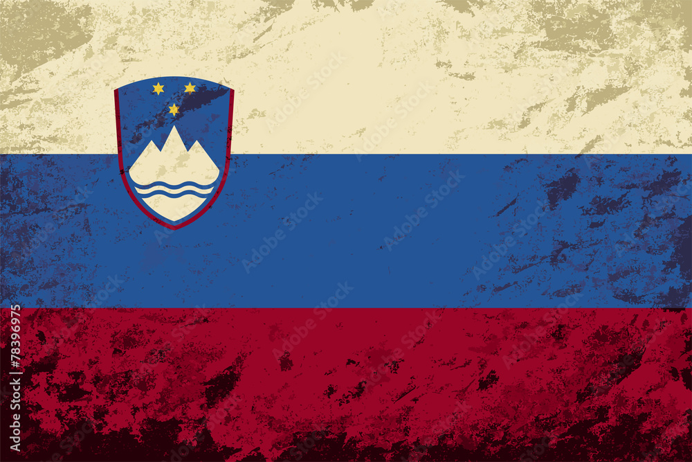 Slovenian flag. Grunge background. Vector illustration