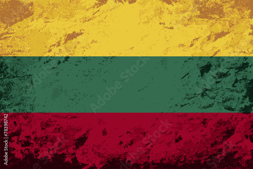 Lithuanian flag. Grunge background. Vector illustration