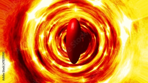 Burning heart in fire tunnel seamless loop video photo