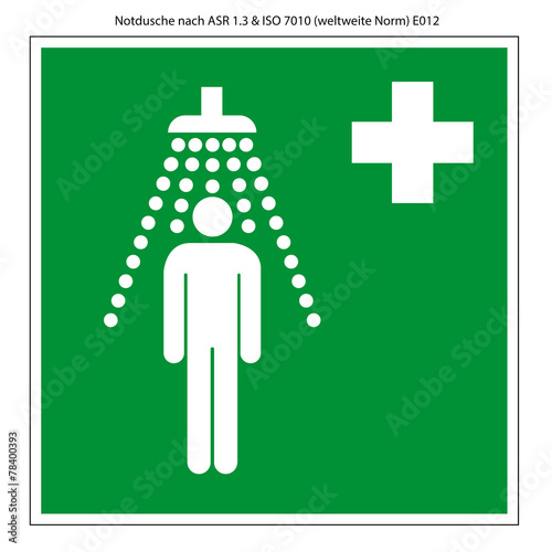 Notdusche Vorlage Schild nach ASR 1.3 und DIN 7010