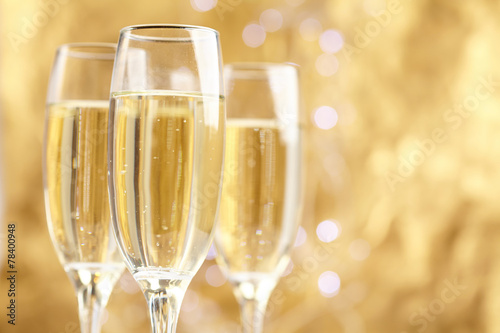 Champagne on gold background