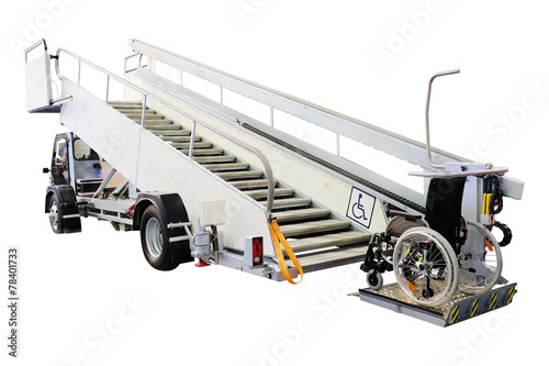 Airfield self-propelled passenger ladder for wheelchairs