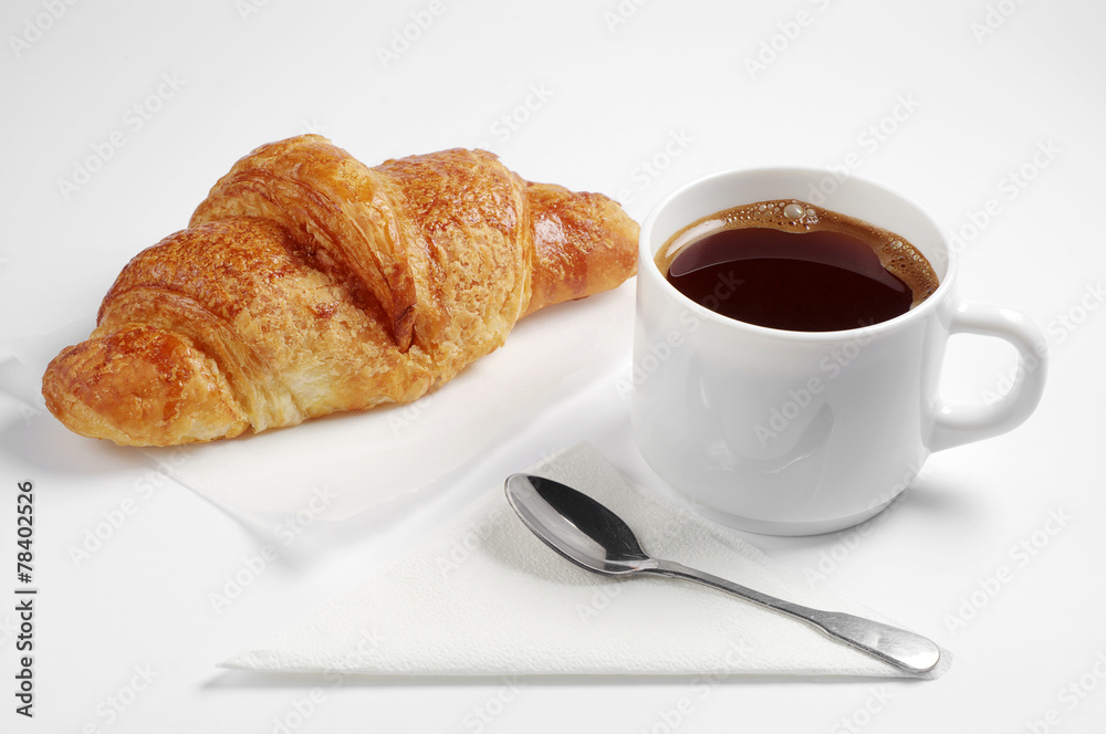 Croissant and coffee cup Croissant and coffee cup