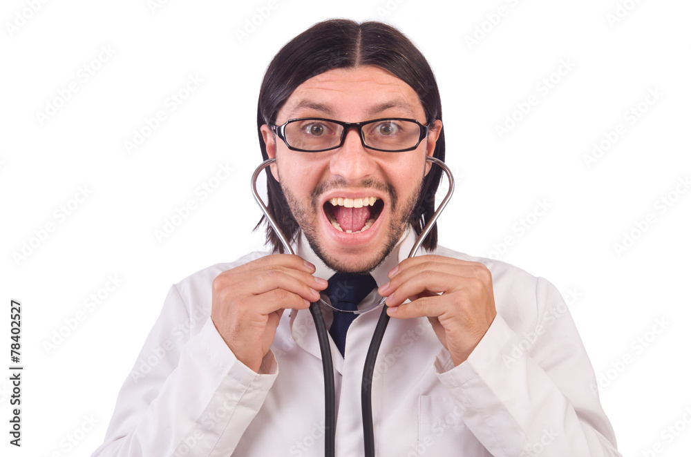 Young male doctor isolated on white Young male doctor isolated on white