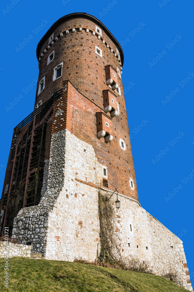 Ancient tower at  Wawel Royal Castle in Krakow