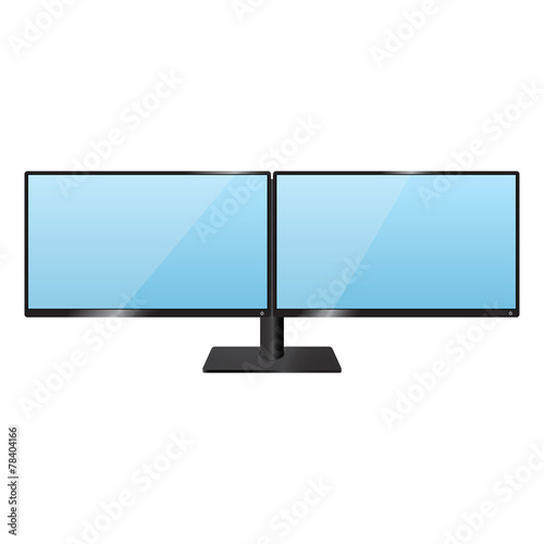 Two desktop monitors,  full hd aspect ratio 16:9