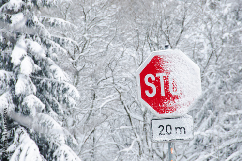 Snowy Stop Traffic Sign © stickasa