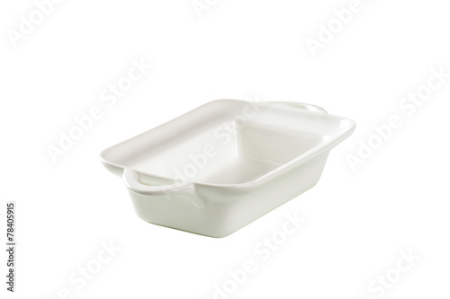 Deep rectangular white ceramic dish