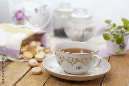 a cup of tea on table