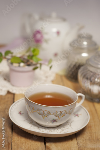a cup of tea on table