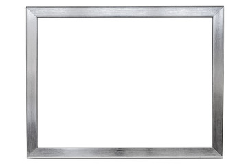Aluminum empty photo frame on white background