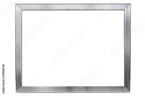Aluminum empty photo frame on white background photo