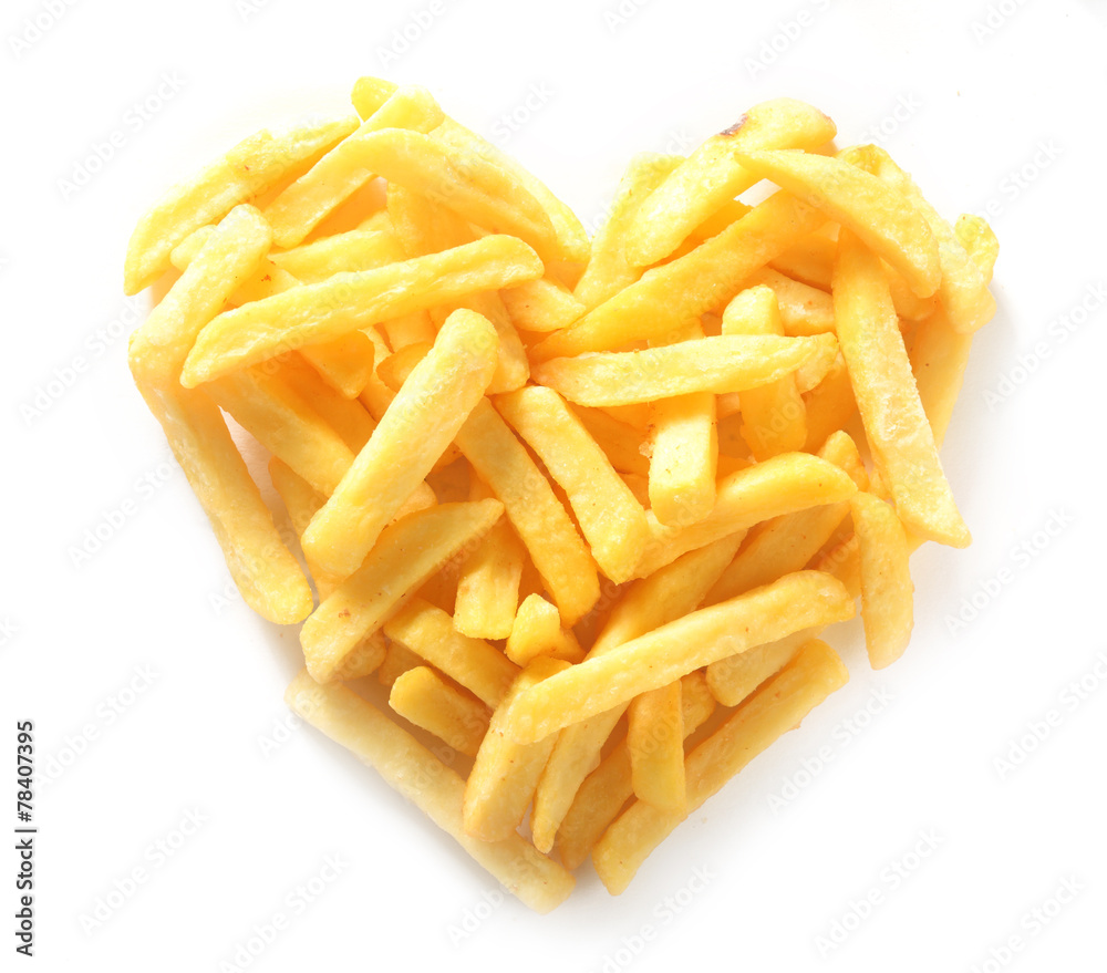 Straight Cut French Fries in Shape of Heart Straight Cut French Fries in Shape of Heart