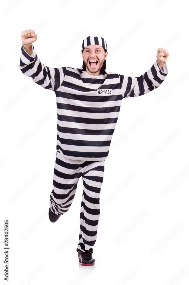 Prison inmate isolated on the white background Prison inmate isolated on the white background