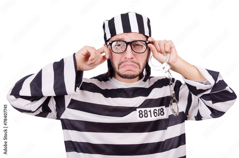 Prison inmate isolated on the white background Prison inmate isolated on the white background