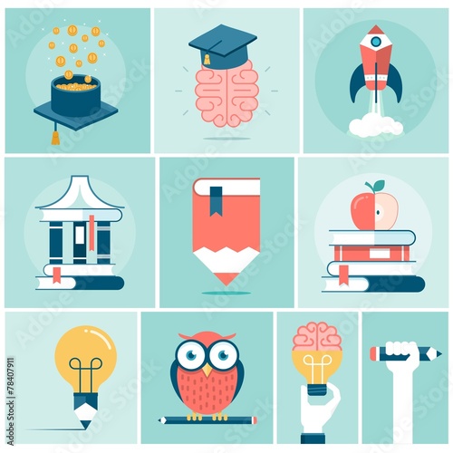 set of education related concept banners