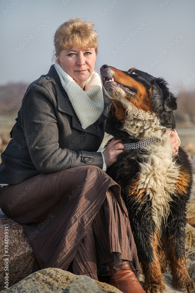 Obraz premium woman with dog