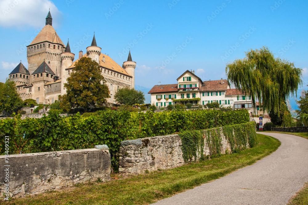 village and castle at Geneva countryside