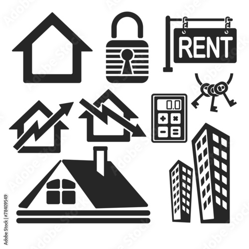 Set of real estate web and mobile icons. Vector.