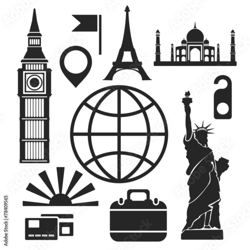 Canvas Print Travel web and mobile icons. Vector.