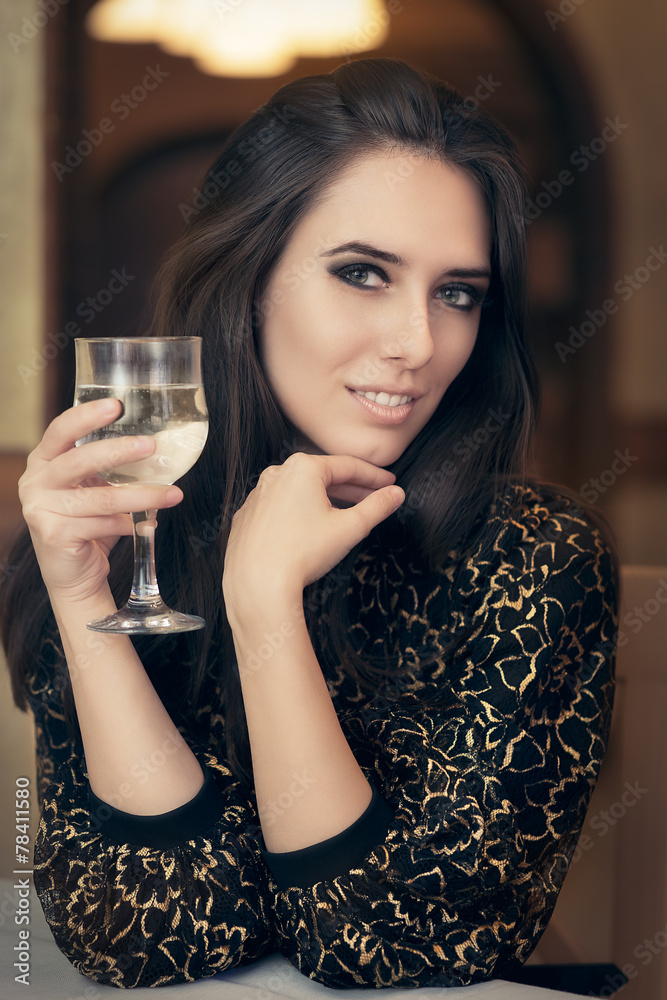 Beautiful Elegant  Woman Holding a Drink