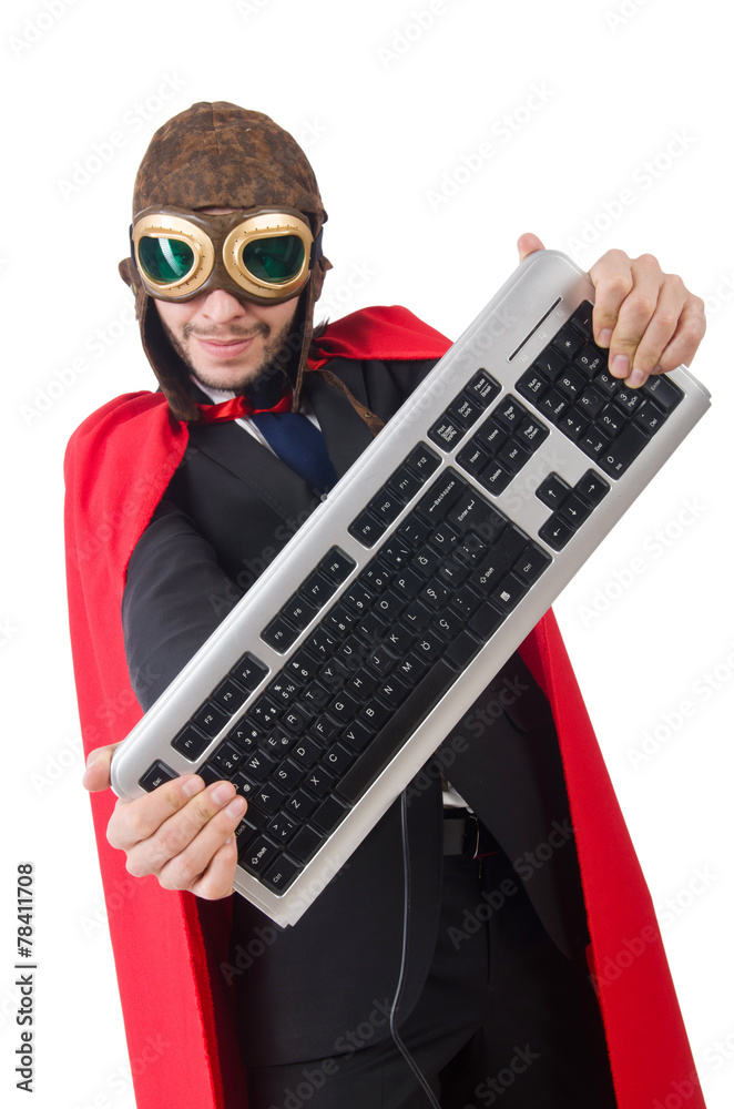 Man wearing red clothing in funny concept Man wearing red clothing in funny concept