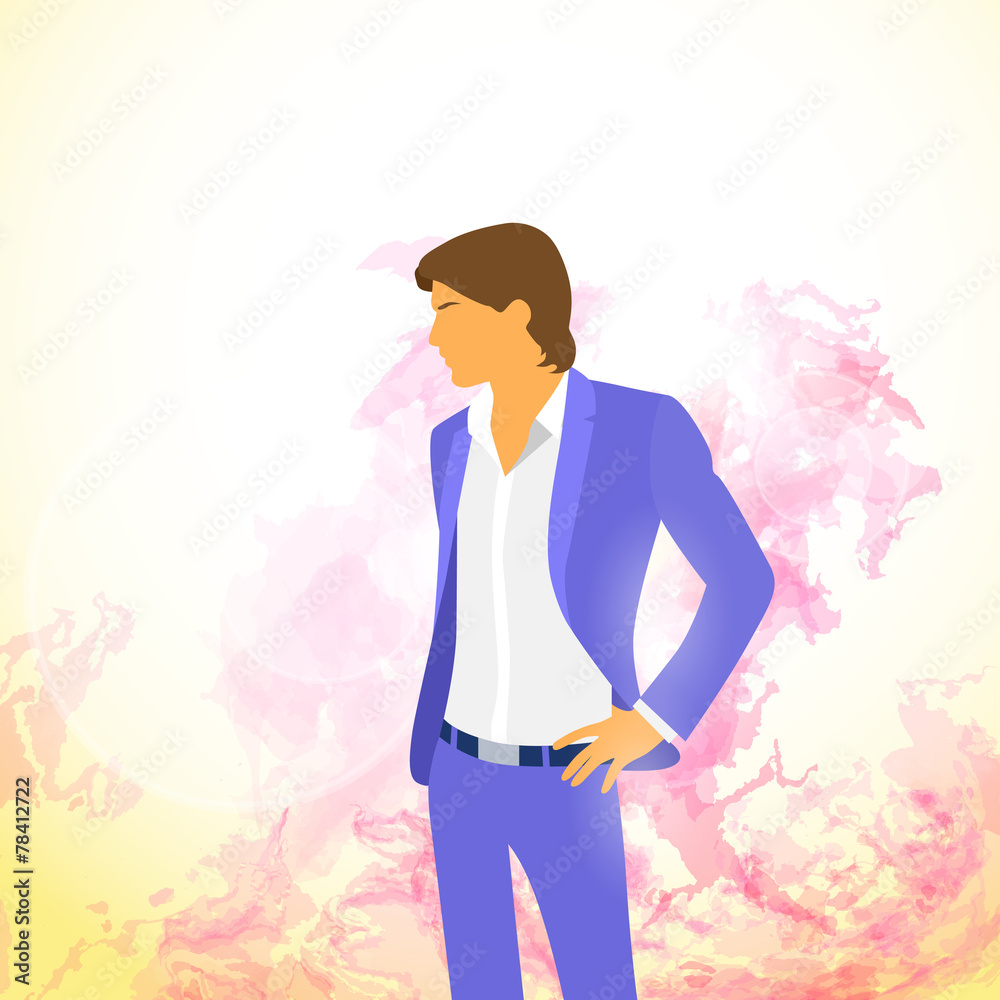 Fashion man over colorful paint splash background, male model Fashion man over colorful paint splash background, male model