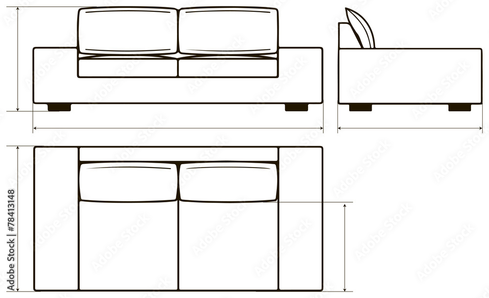 Drawing of modern sofas Drawing of modern sofas
