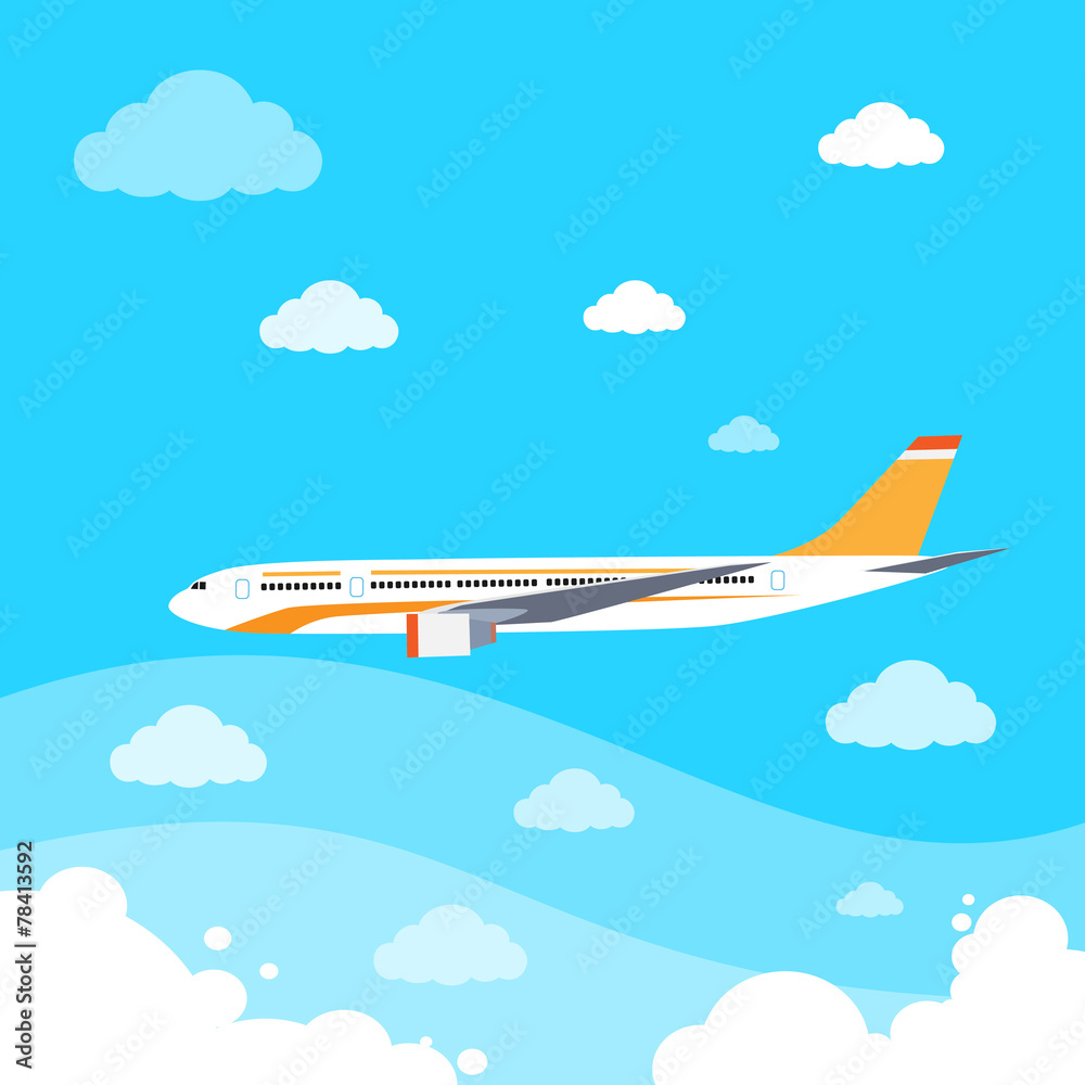 aircraft flat design style vector illustration airplane flying